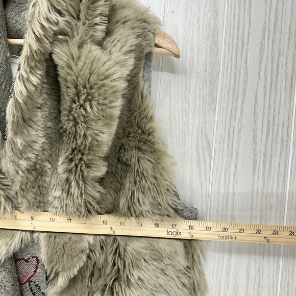 Dylan Los Angeles Faux Fur Vest Women XS Floral Open Waterfall Front Boho Hippie - Picture 13 of 14